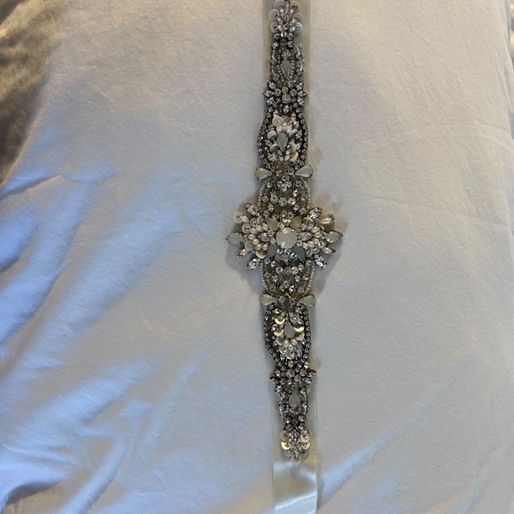 Bridal Sash with Beautiful Gem Stones and Satin Ribbon - Picture 3 of 4